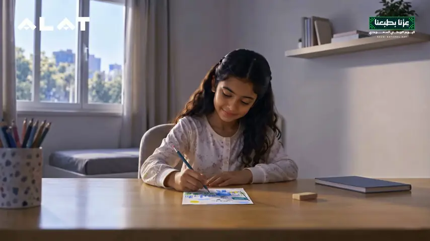 At the desk — the drawing begins