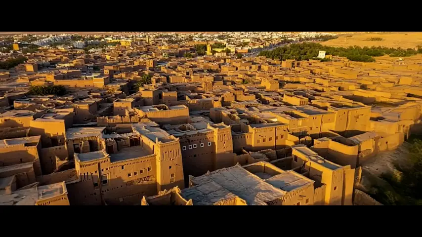 Aerial — old-town rooftops