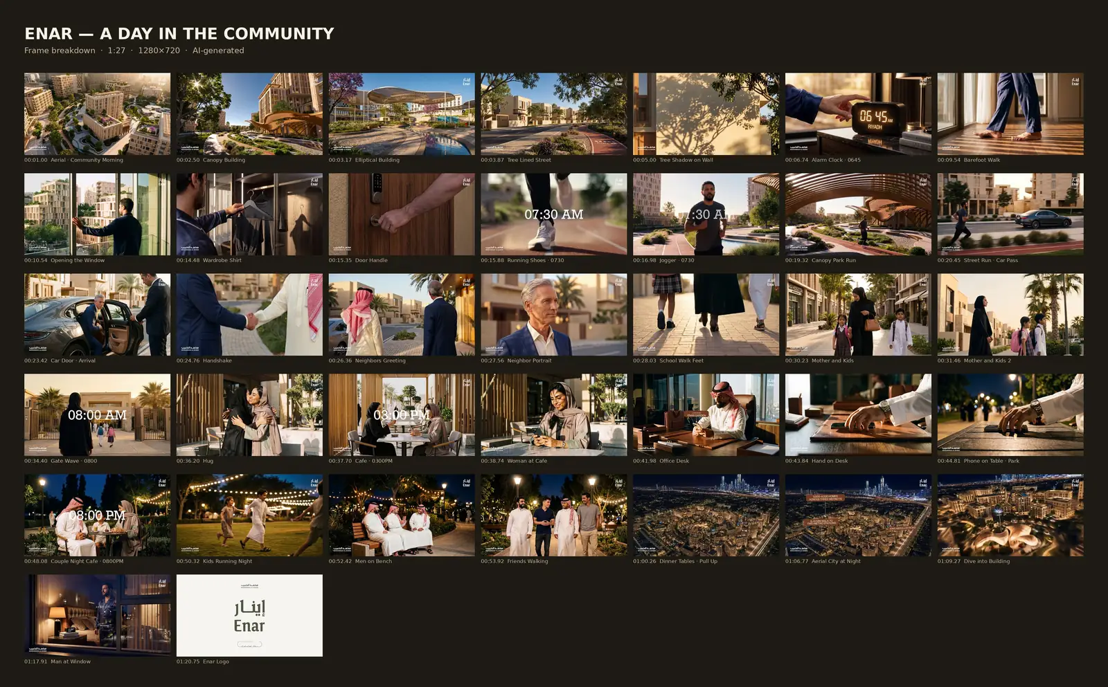 Enar — A Day in the Community: frame breakdown of the whole film