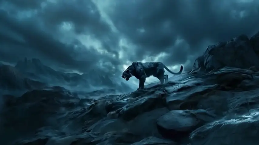 A panther on the rocks