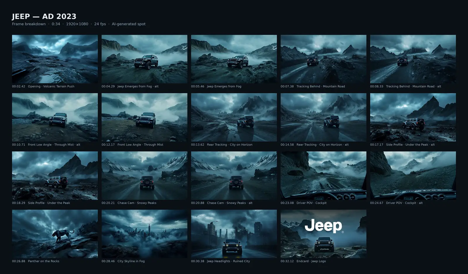 Jeep — Out of the Fog: frame breakdown of the whole film
